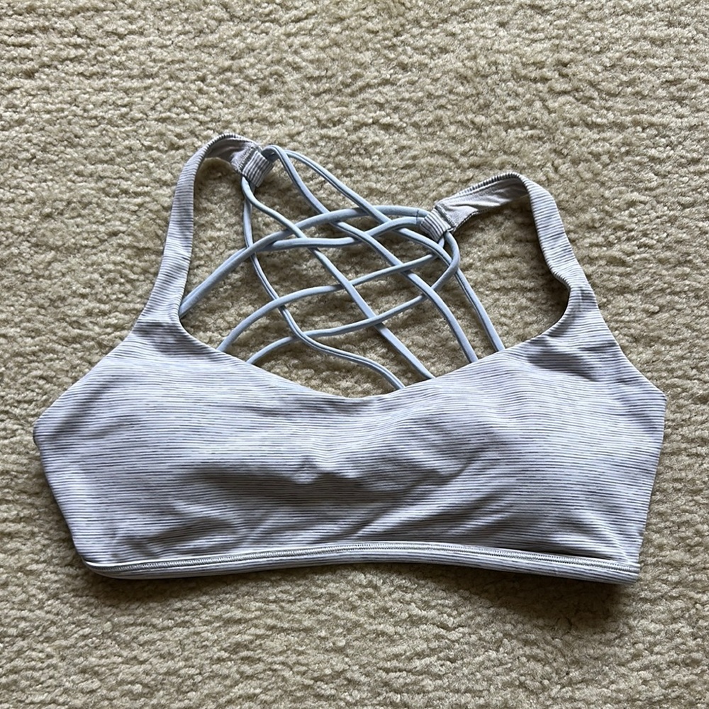 lululemon athletica Light Gray Strappy Sports Bra
